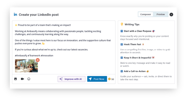 Improve your personal post with the AI Assistant
