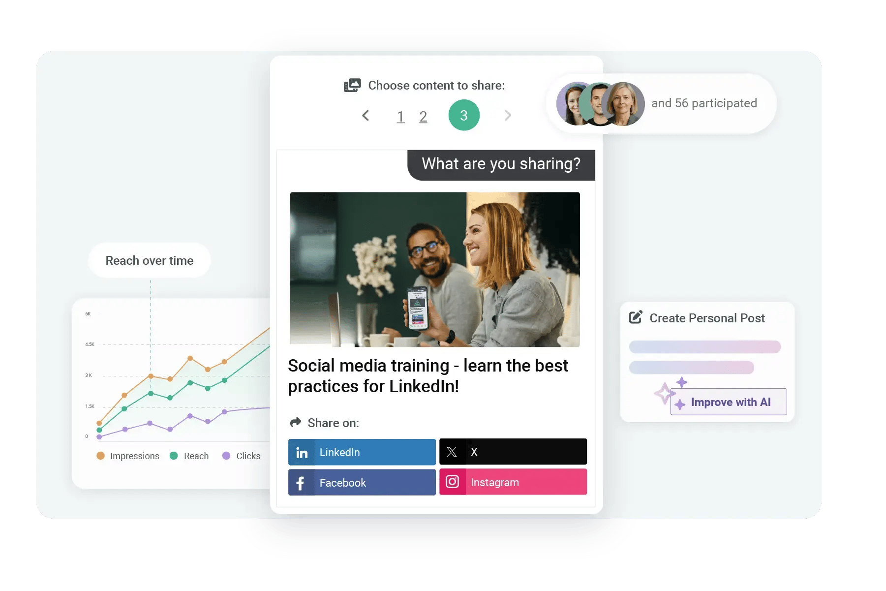 Employee sharing company messages on socials